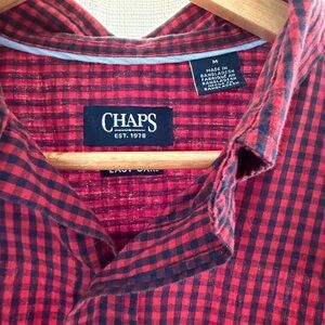 Chaps Red & Black Check Cotton Button-Down Shirt